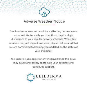  Due to adverse weather conditions affecting certain areas, we would like to notify you that there may be slight disruptions to your regular delivery schedule. While this situation may not impact everyone, please rest assured that we are committed to keeping you updated on the status of your shipment. We sincerely apologise for any inconvenience this delay may cause and deeply appreciate your patience and continued support.